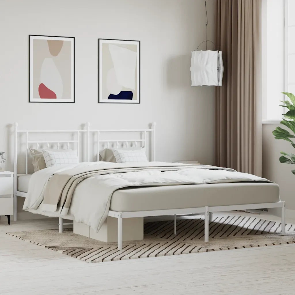 Giroletto con Testiera-Struttura Letto con testiera Metallo Bianco 180x200 cm 635037