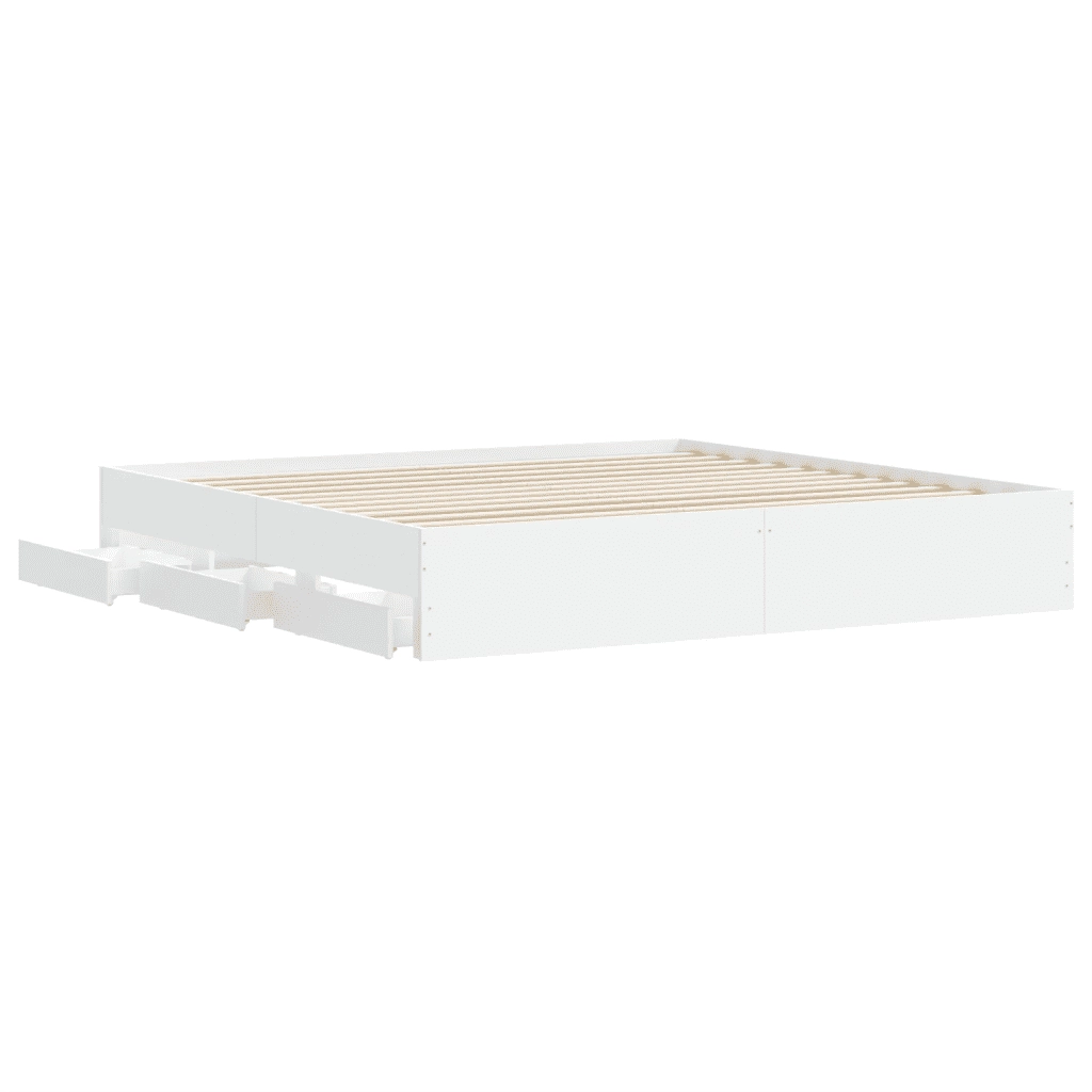 Giroletto con Cassetti-Struttura Letto con contenitore Bianco 160x200 cm in Legno Multistrato 881977