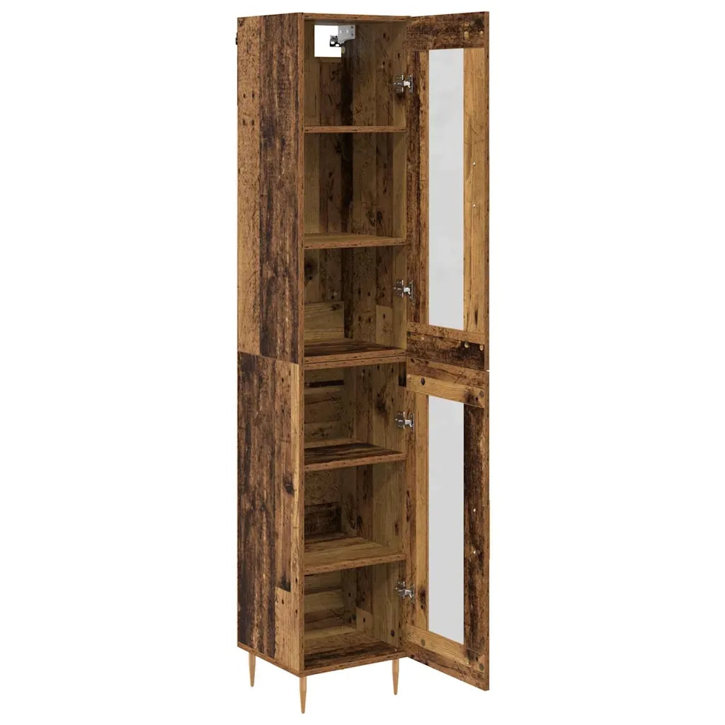 Credenza 2 pz-Set di 2 Buffet-Armadio da cucina Legno vecchio Vetro 431751