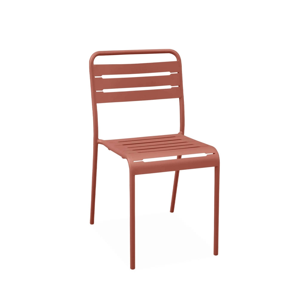 Set tavolo da giardino in acciaio con 4 sedie, 120cm, terracotta