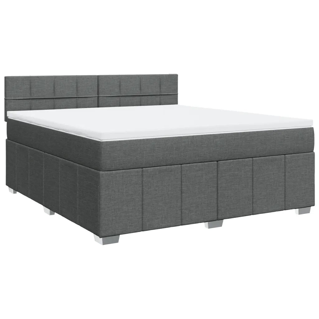 Giroletto a Molle con Materasso Grigio Scuro 180x200 cm Tessuto