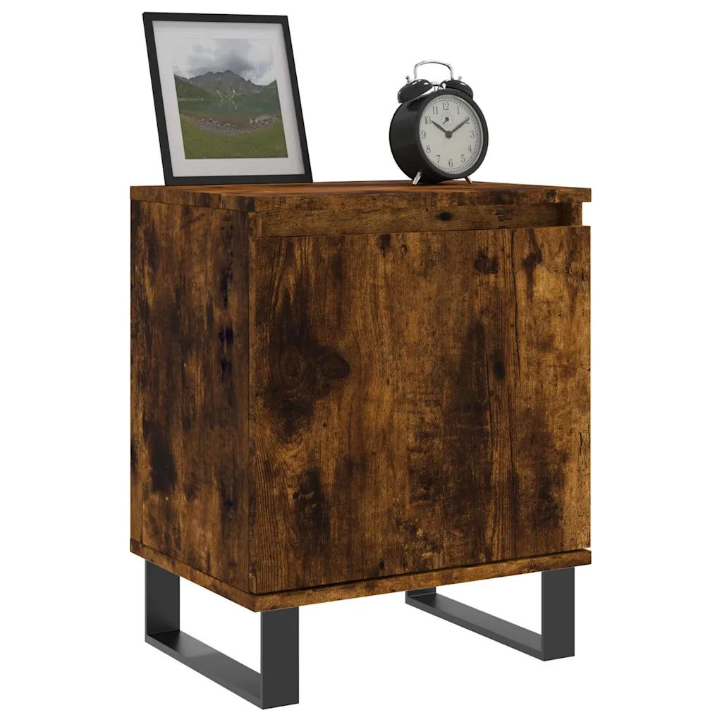 Set di 2 Comodini | Armadio da Notte | Mobiletto da notte Rovere Fumo 40x30x50 cm in Legno Multistrato