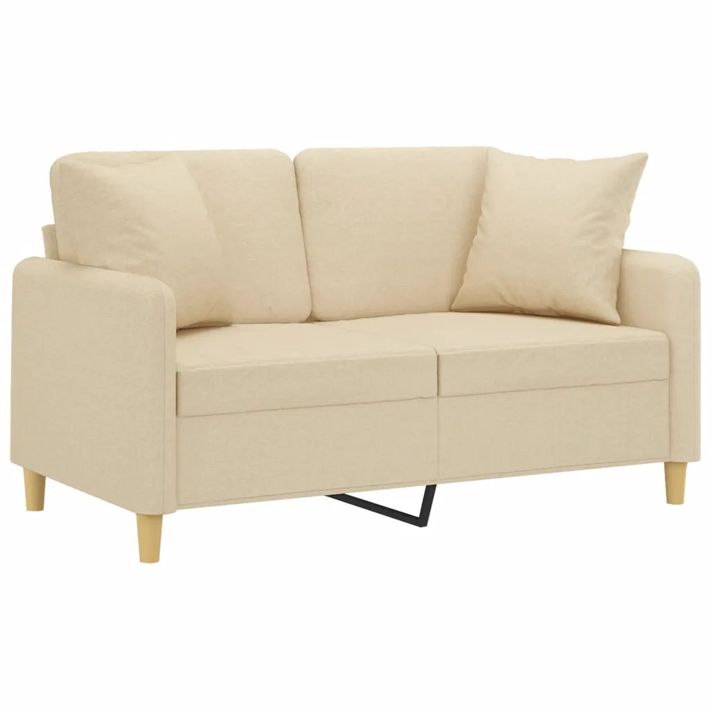 Divano a 2 Posti con Cuscini Crema 120 cm in Tessutocod mxl 94995