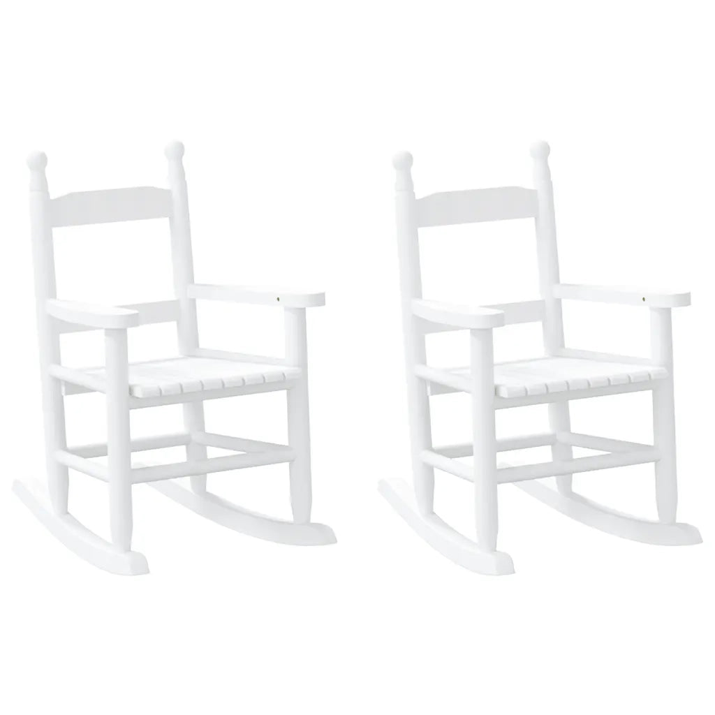 vidaXL Sedie a Dondolo per Bambini 2 pz Bianche Legno Massello Pioppo