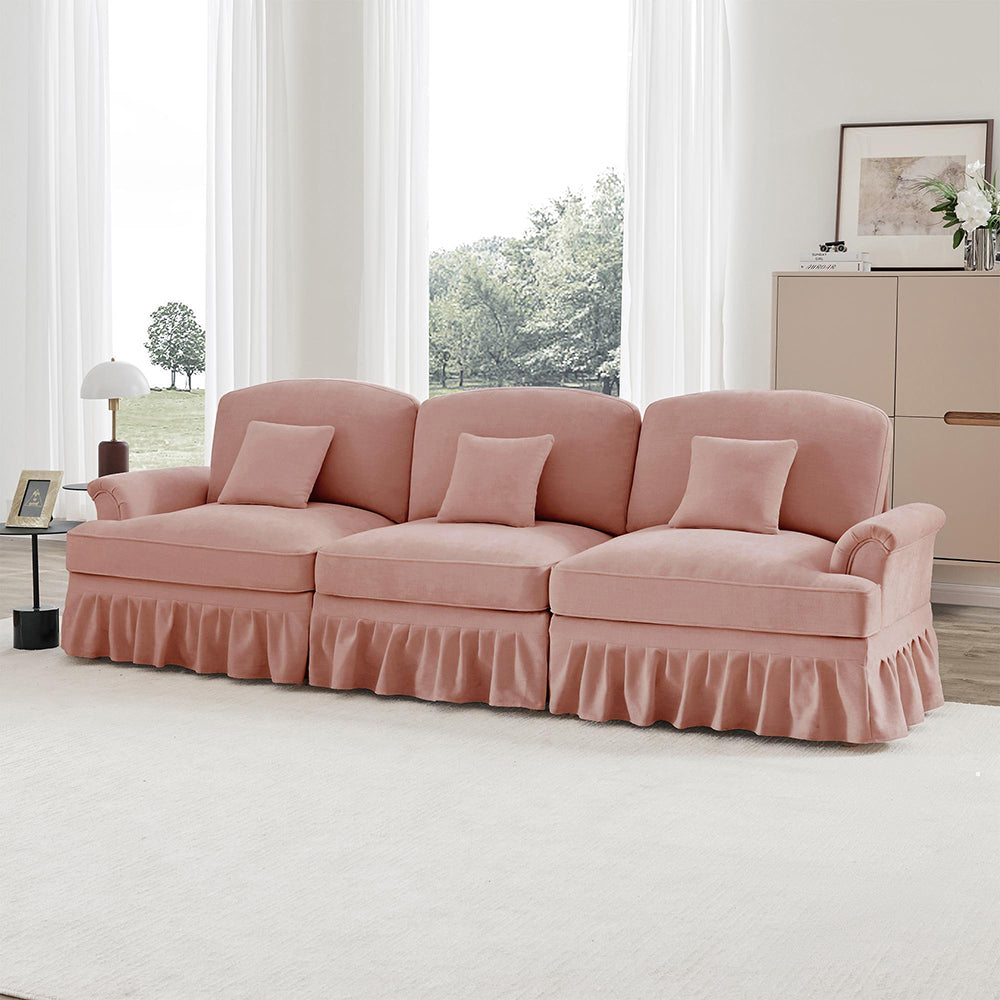 Divano 3 posti classico - Xylo - Stile mid-century, chenille, rosa