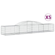 Cestini gabbioni recinzione a gabbia muro di contenimento ad arco 5 pezzi 300 x 50 x 40/60 cm ferro zincato argento 02_0040918