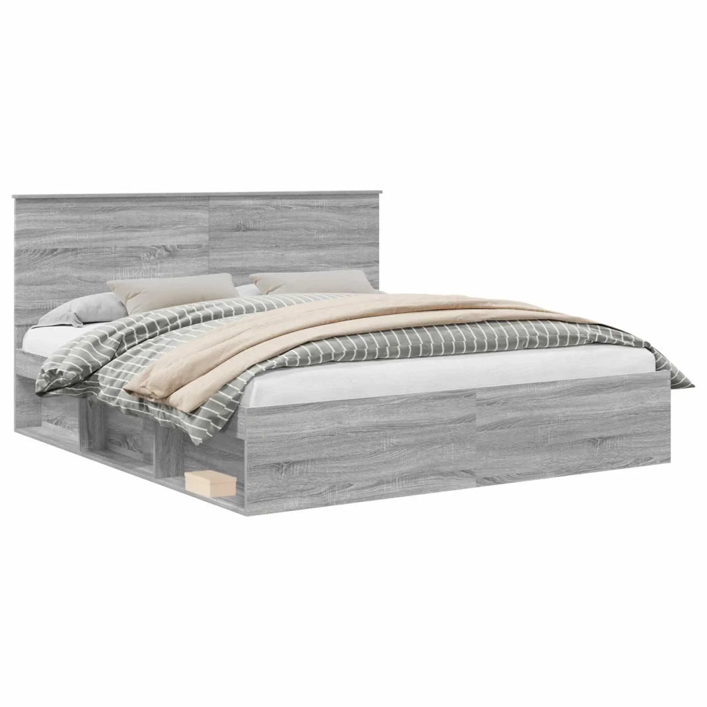 Struttura del letto Grigio Sonoma 200 x 200 cm Pino massello 3409314