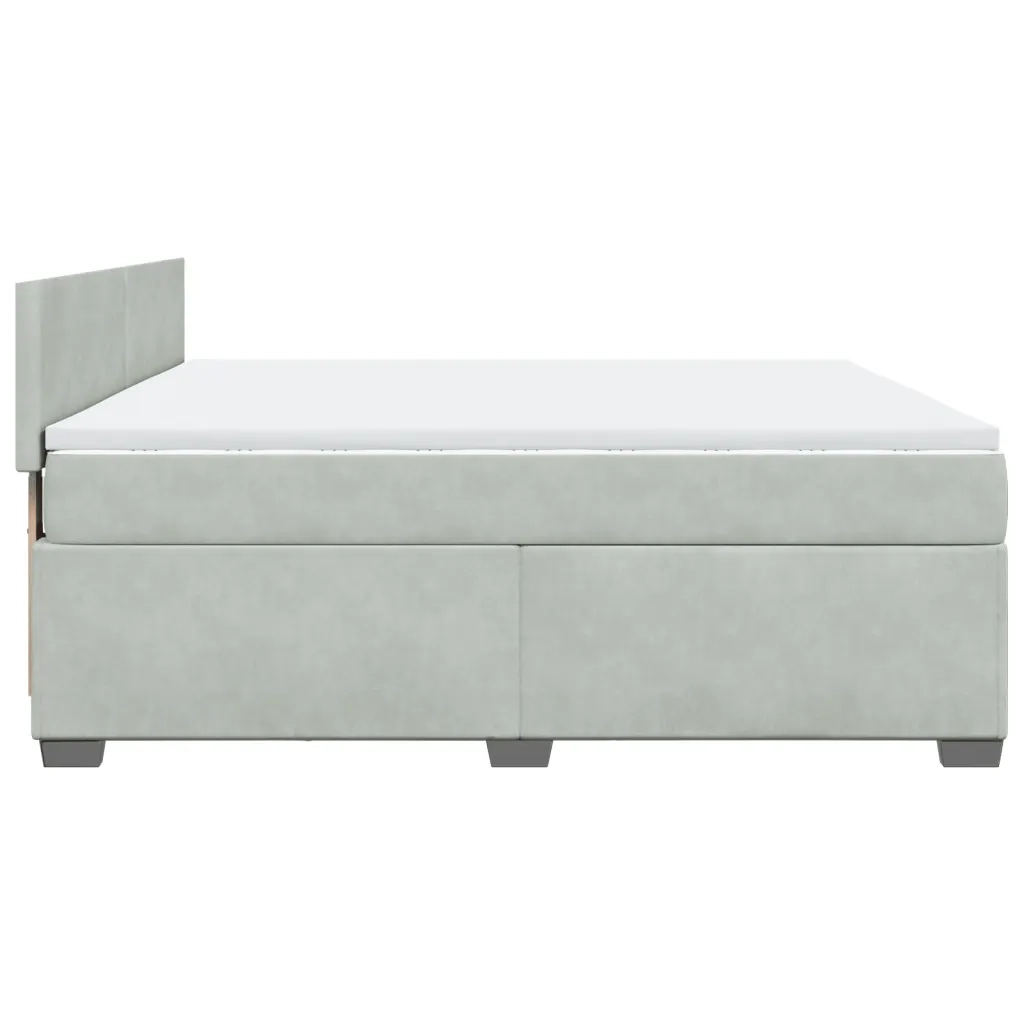 Giroletto a Molle con Materasso Grigio Chiaro 180x200cm Velluto