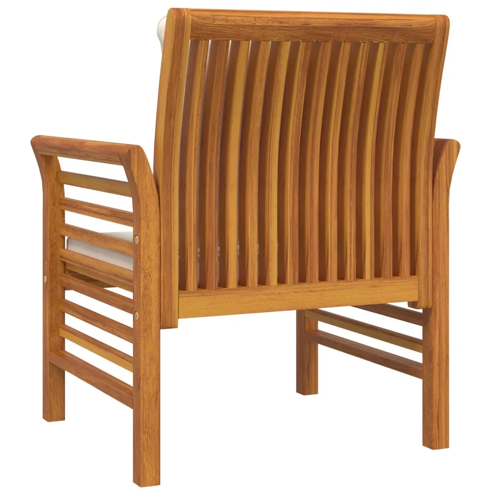 Poltrone con Cuscini Bianco Crema 2 pz Legno Massello di Acacia 312137