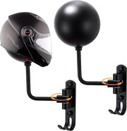 Supporti per Casco per Moto e Bicicletta con Gancio e Supporto Girevole - Montato sulla Parete - 2 pezzi