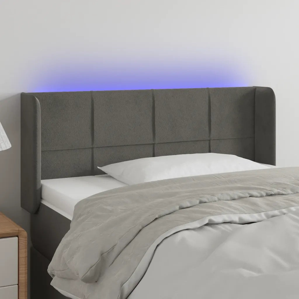 Testiera a LED-Testata con LED Grigio Scuro 83x16x78/88 cm in Velluto 238927