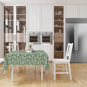 Tappeto da tavolo elegante con foglie grandi stampate per tavoli quadrati, 145 x 145 cm, 100% cotone