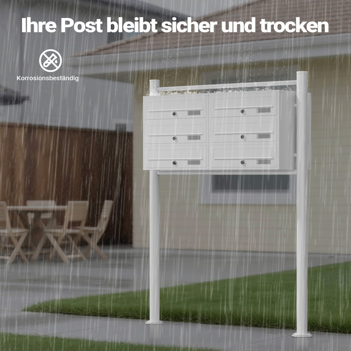 Cassetta postale condominiale autoportante 6 posti, bianco, 2 moduli 945 x 270 x 1200 mm