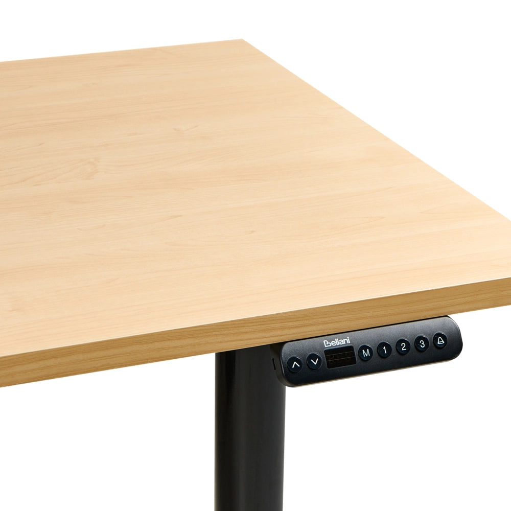 Scrivania regolabile in altezza elettricamente bianco 120 x 60 cm nero e marrone chiaro in acciaio verniciato a polvere