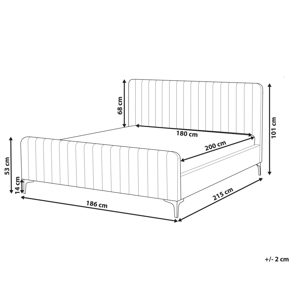 Letto in velluto grigio 180 x 200 cm trapuntato testiera gambe in metallo design moderno