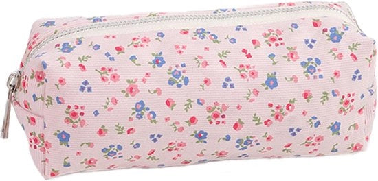 Etui estetico in corduroy, etui per scopi di studio, etui estetico per scuola e ufficio, borsa cosmetica (rosa)
