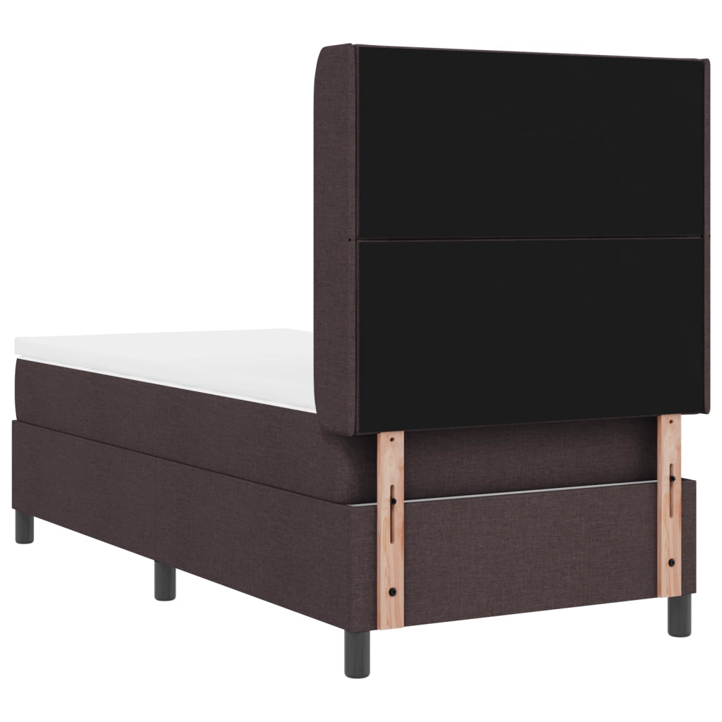 Letto a Molle con Materasso  Marrone Scuro 100x200 cm in Tessuto