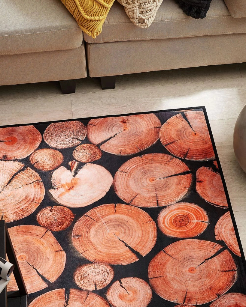 Tappeto tappetino Tappeto Tessuto Marrone Motivo Moderno Legno Tronco Stampa 3D Rettangolare 80 x 150 cm