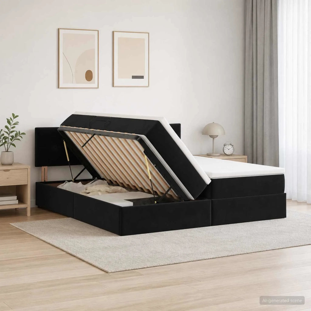 Letto con Contenitore con testiera 2 pz Nero 3458951