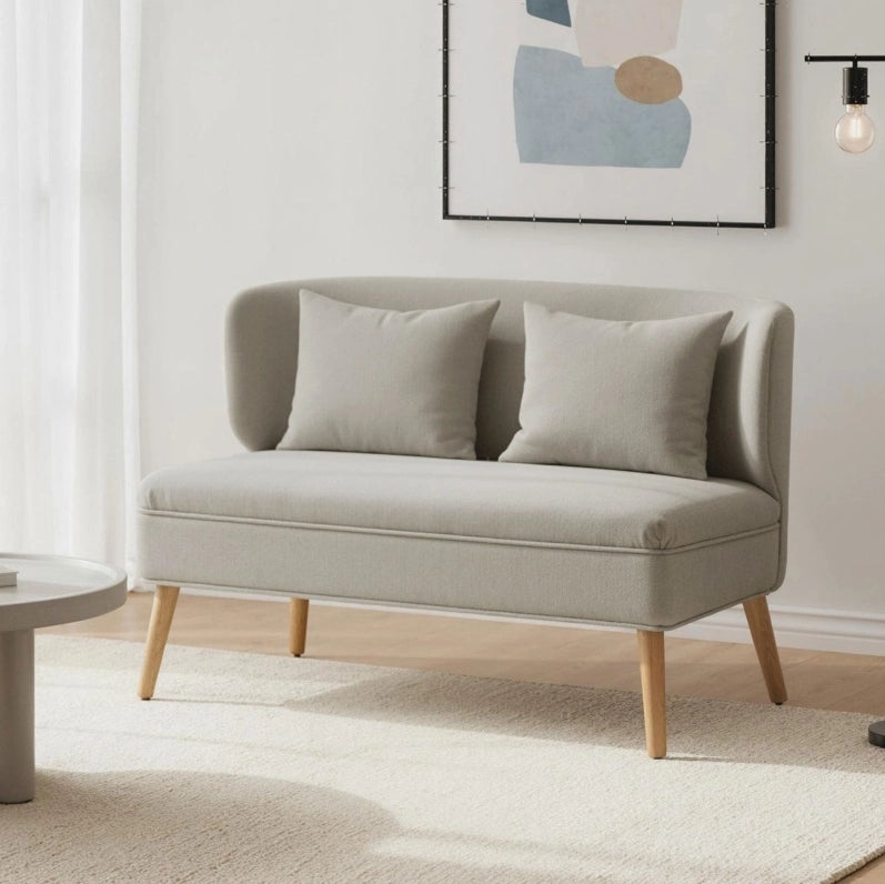 Divano 2 posti compatto in ciniglia beige 117 cm