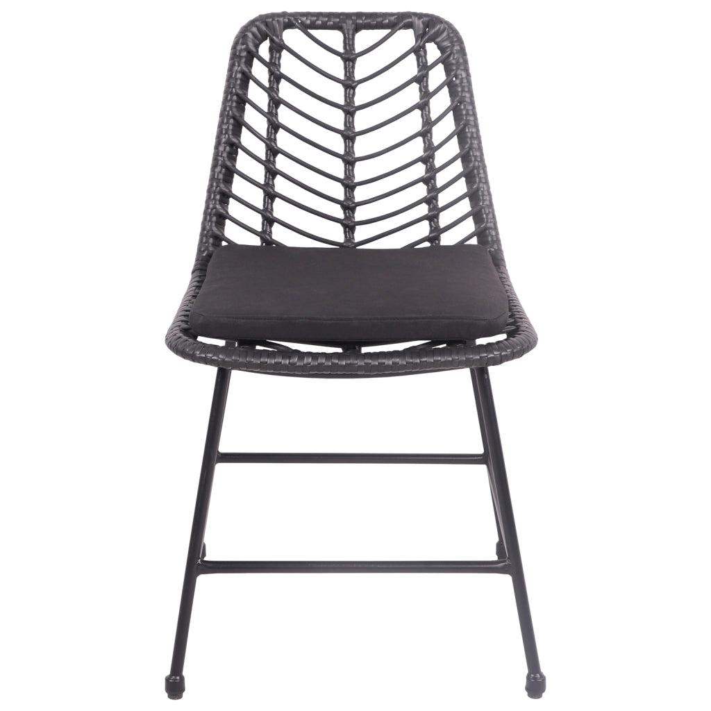 Set di 2 sedie in rattan sintetico nero con cuscini OKA
