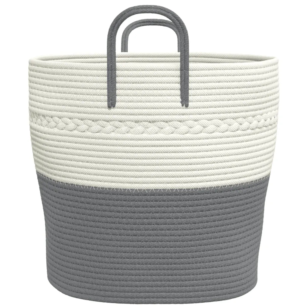 Cestino Portaoggetti Grigio e Bianco ?43x38 cm in Cotone CFW2600072