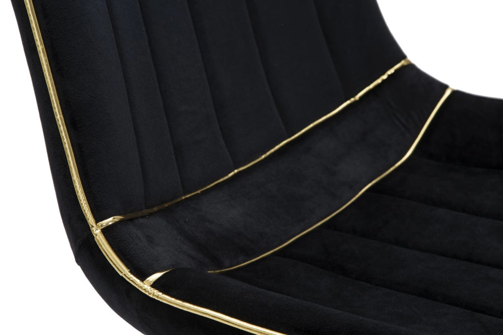 Set 2 Sedie Imbottite 51x59x79 cm in Poliestere Paris Nero e Oro