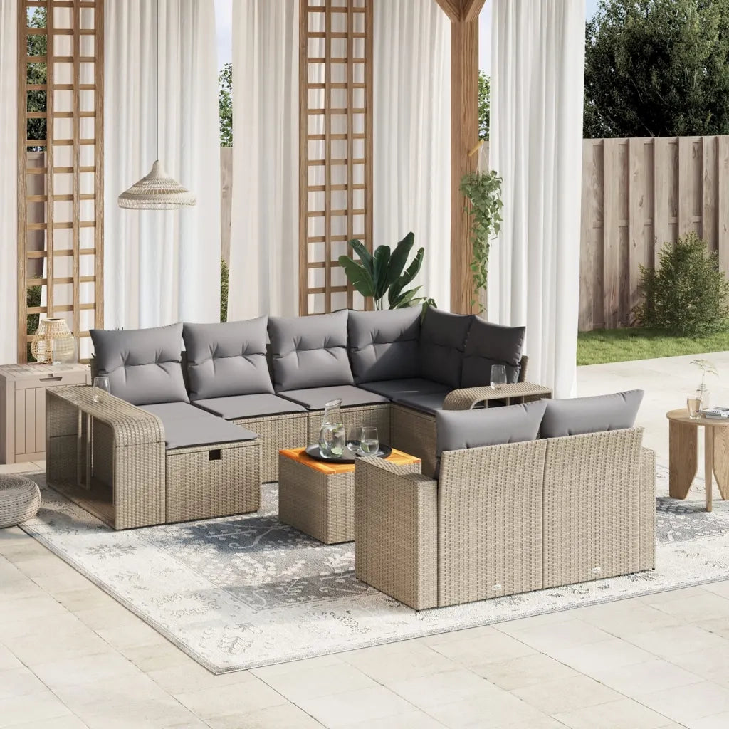 Set Divani da Giardino 11 pz con Cuscini Beige in Polyrattancod mxl 90540