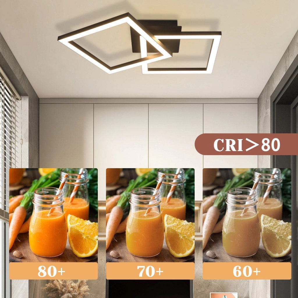 ZMH Lampada da soffitto plafoniera LED moderna 2 luci 24W nera 3000K per cucina soggiorno camera letto