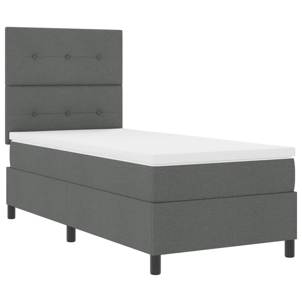 Letto a molle con materasso grigio scuro 80x200 cm tessuto