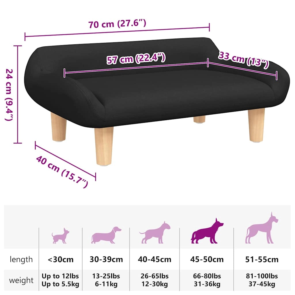 Cuccia per cani a forma di cesto comoda 70 x 40 x 24 cm tessuto nero 02_0042788