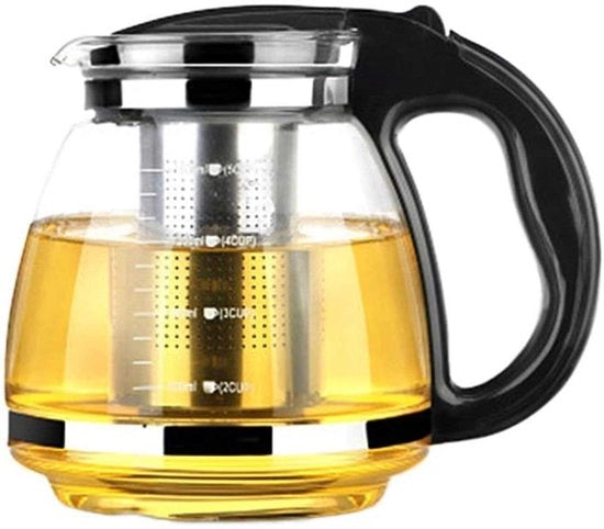 Teapot con filtro - Doppio strato - Vetro - Acciaio inossidabile - Resistente al calore - Capacità 2000ml - Zuccherozucchero