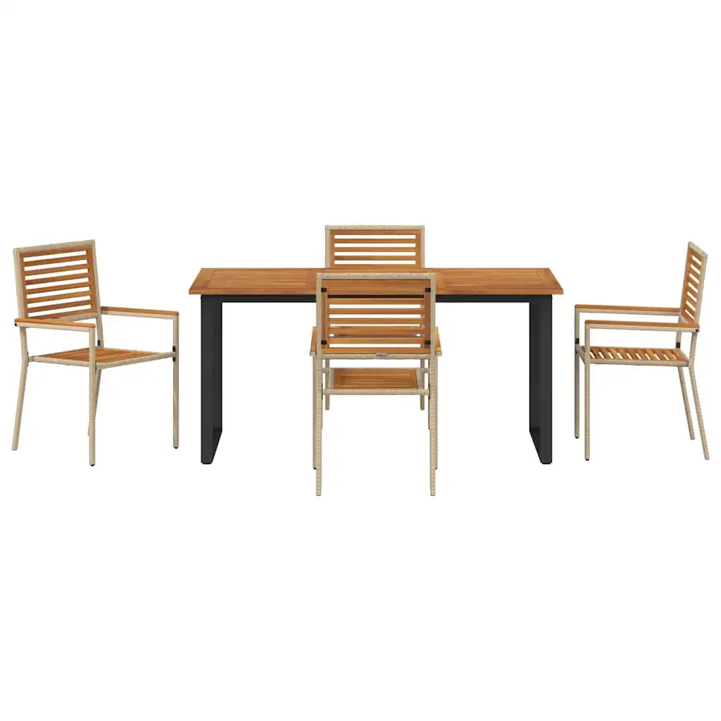 Set da Pranzo per Giardino 5 pcs Beige Legno di Acacia Massello 3365459