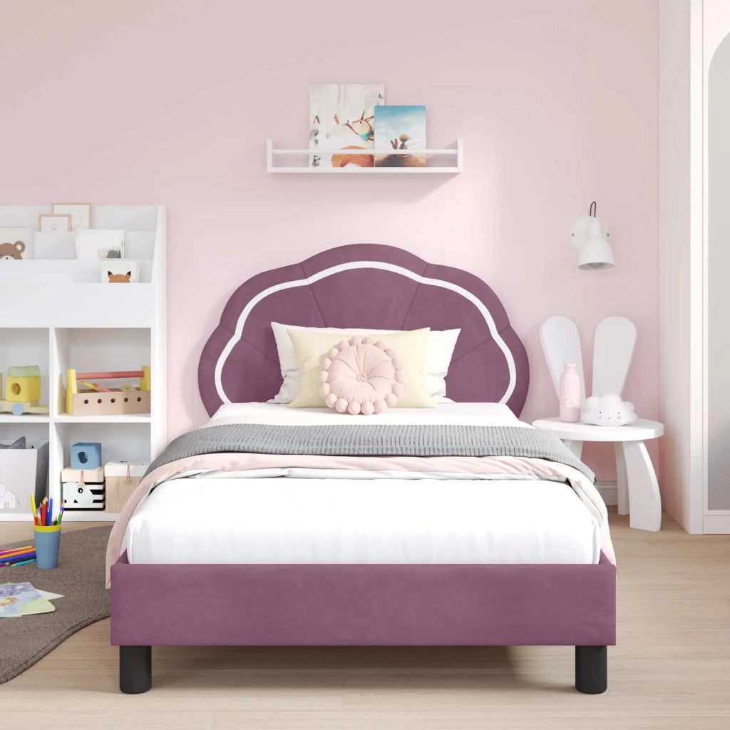 Struttura letto bambini con testata Viola 90 x 190 cm Velluto 42010919