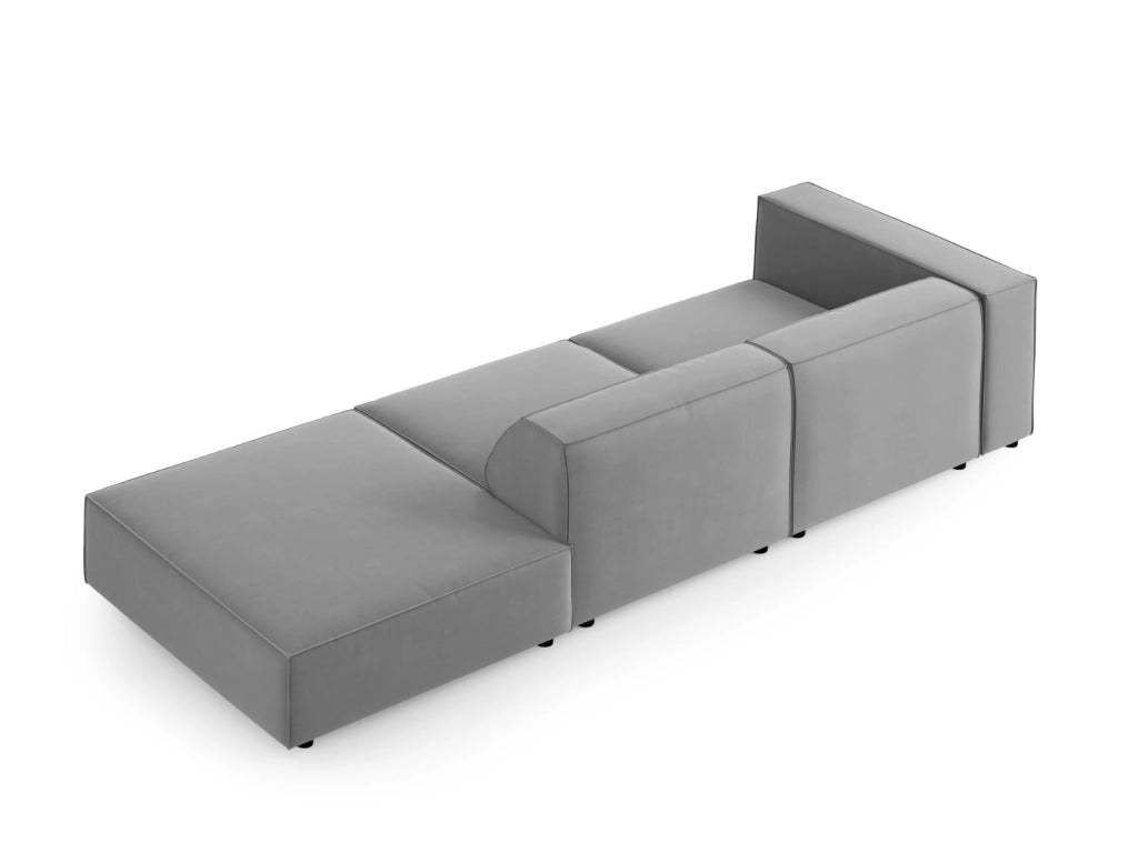 Cosmopolitan Design - Divano destro "Arendal" 4 posti in velluto grigio chiaro 