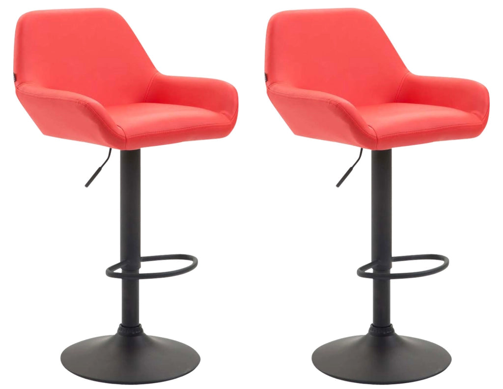 Set 2 Sgabelli Bar Braga In Similpelle rosso,nero