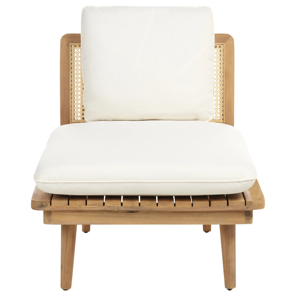 Set da giardino 5 pezzi Legno chiaro con cuscini beige chiaro Divano Poltrona Tavolino 4 posti Set da conversazione Boho