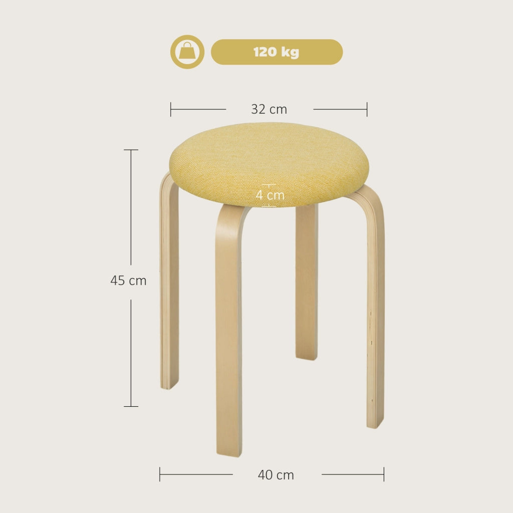 Set di 4 sgabelli rotondi impilabili ¨C zephmum ¨C imbottiti in tessuto giallo