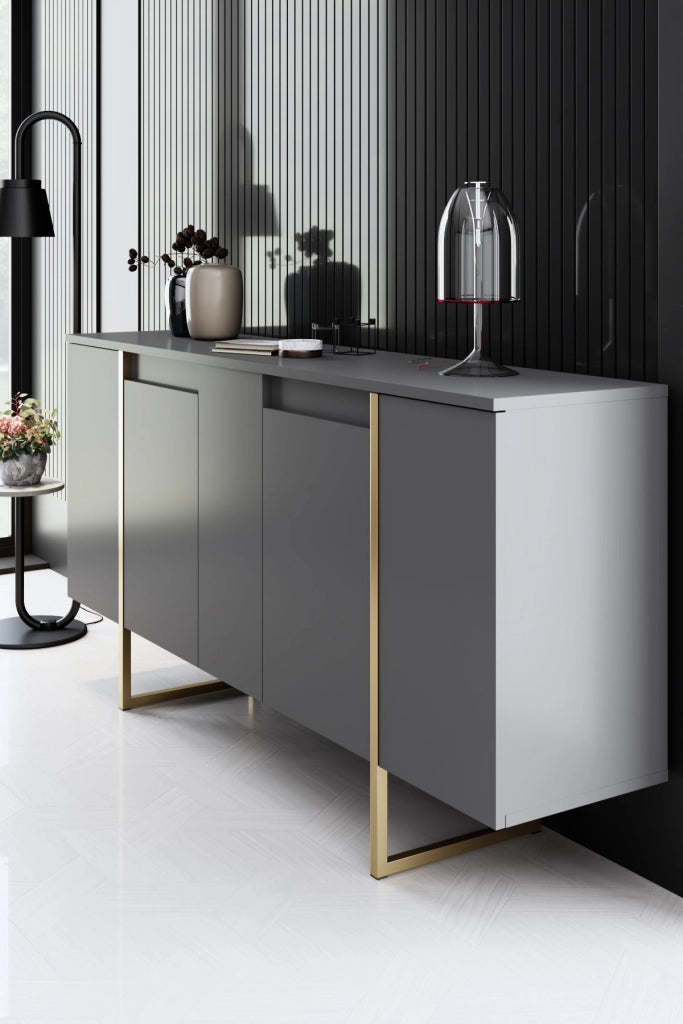 Buffet in legno "Luxury" - 160 x 35 x 80 cm - Antracite Oro