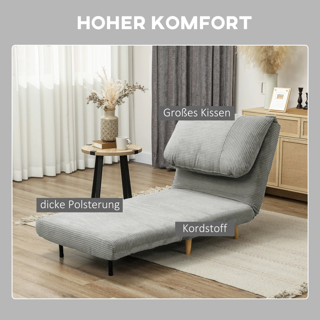 Letto imbottito singolo con testiera regolabile ¨C Zephmum ¨C Grigio 82x87x89 cm