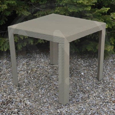TAVOLO IN RESINA SIMIL RATTAN SATURNO MADE IN ITALY CM. 80X80X72H TORTORA