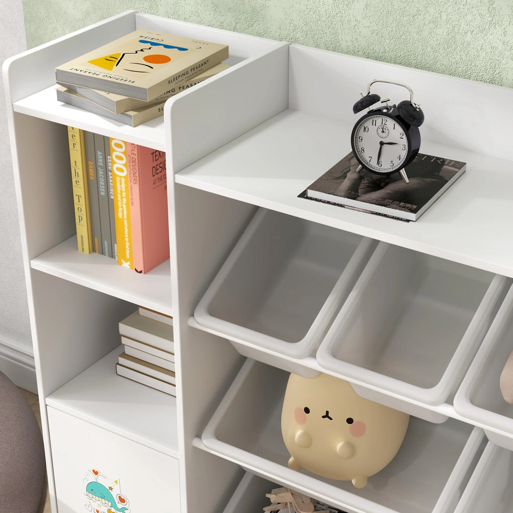 Scaffale per giocattoli bambini con 8 bacs ¨C zephmum ¨C bianco 140x30x90