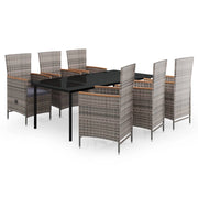 Set da pranzo da giardino per esterni 7 pezzi con cuscini grigio 02_0014169
