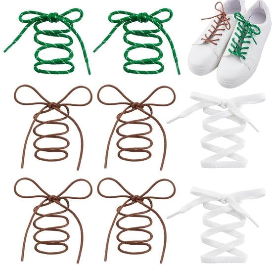 Set di Cinture per Scarpe da 4 Paia - Cinture Ronde/Platte - Corda Polyester/Gewaxt - 1010/1020 mm - Diverse Colori - Adatto per Cinture da Ginnastica/da Neve - Cinture per Scarpe