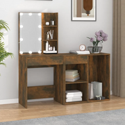Toeletta con LED e Armadietto Rovere Fumo in Legno Multistrato 3120185