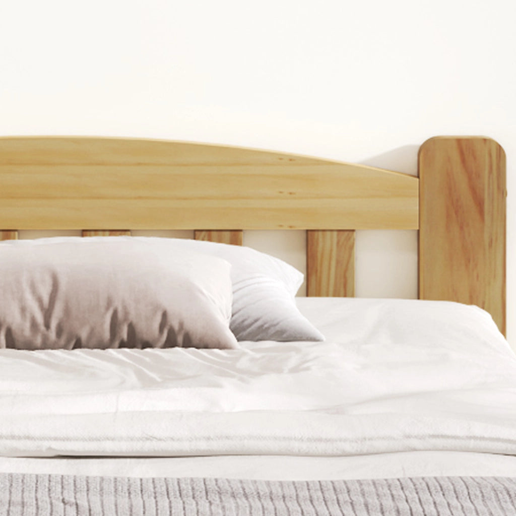 Letto Singolo 90×200 cm; Letto 1 Posto in Legno Massello con Testiera e Piede Centrale; senza Materasso; Naturale