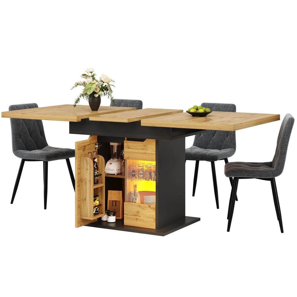 Tavolo da Pranzo Allungabile con LED e Vano Contenitore ¨C MINIMAL ¨C 110-140x80 cm, 4-6 Persone