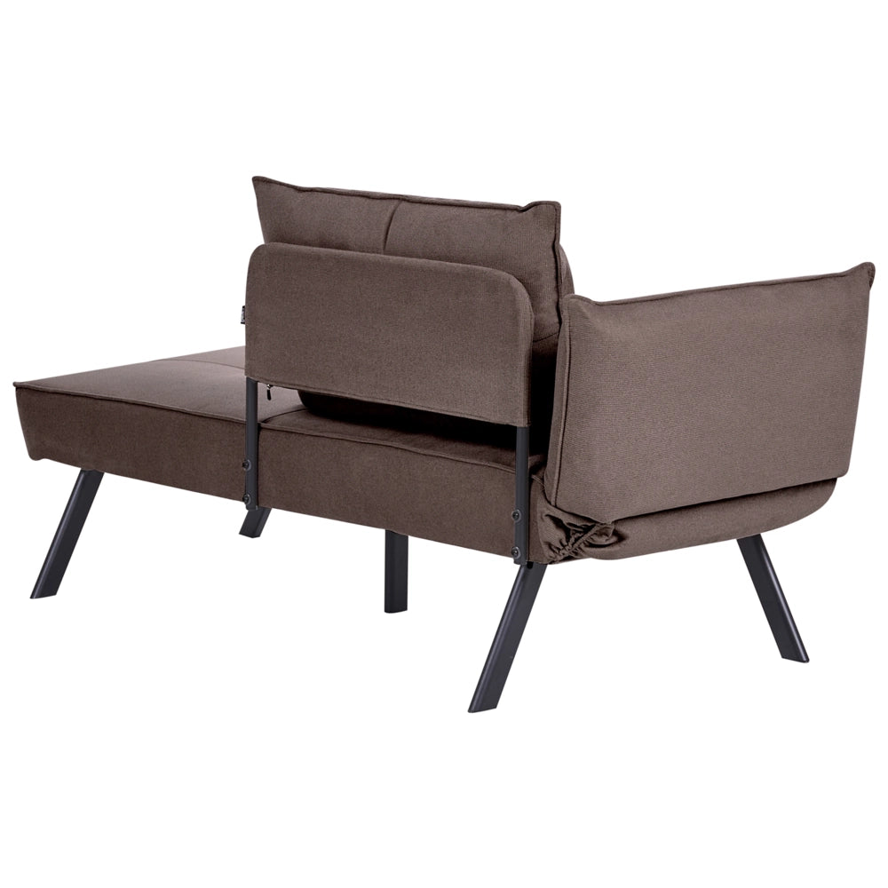Chaise longue sinistra in tessuto marrone con schienale regolabile e funzione letto con cuscino idrorepellente