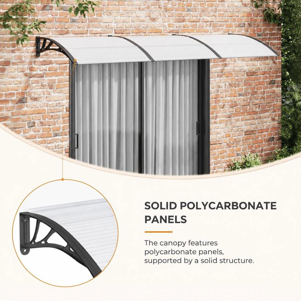 Door Canopy, Black, 300x100 Cm, Polycarbonate