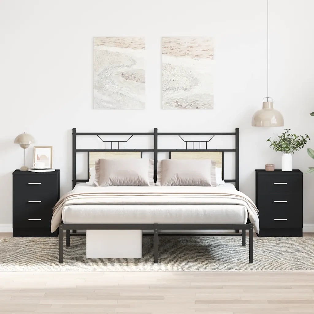 Comodini 2 pz Neri 38x35x56 cm in Legno Ingegnerizzato 800453